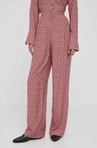 Nohavice Sisley dámske, ružová farba, rovné, vysoký pás #8950110