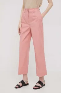 Nohavice Sisley dámske, ružová farba, rovné, vysoký pás #5557884