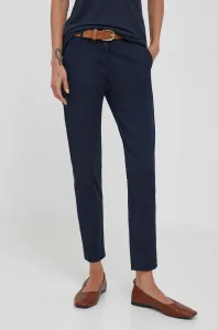 Nohavice Sisley dámske, tmavomodrá farba, priliehavé, vysoký pás #9081228