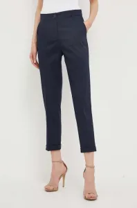 Nohavice Sisley dámske, tmavomodrá farba, priliehavé, vysoký pás #8733519