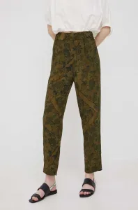 Nohavice Sisley dámske, zelená farba, rovné, vysoký pás #233799