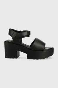 Sandále Sisley dámske, čierna farba, na podpätku #227365