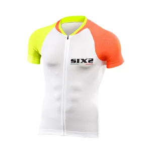 SIX2 Cyklistický dres s krátkym rukávom - BIKE3 ULTRALIGHT - oranžová/biela/žltá