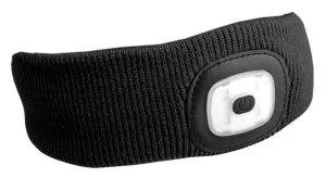 Čelenka s čelovkou 180lm, nabíjecí, USB, univerzální velikost, bavlna/PE, černá