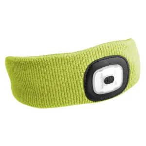 Čelenka s čelovkou 180lm, nabíjecí, USB, uni velikost, bavlna/PE, fluorescentní žlutá