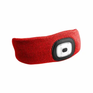 Čelenka s čelovkou 180lm, nabíjecí, USB, univerzální velikost, bavlna/PE, červená