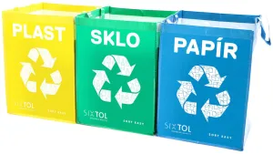 SIXTOL Tašky na triedený odpad SORT EASY 3, 30 × 30 × 40 cm, 3 × 36 l, 3 ks