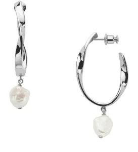 Skagen Luxusné oceľové náušnice s pravými perlami Agnetha SKJ1396040