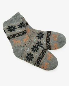 Royalfashion Šedé vianočné zateplené pánske ponožky #8511847