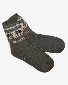 Royalfashion Tmavo šedé vianočné zateplené pánske ponožky