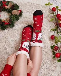 Červené dámske ponožky s vianočným vzorom - Spodné prádlo #8399637