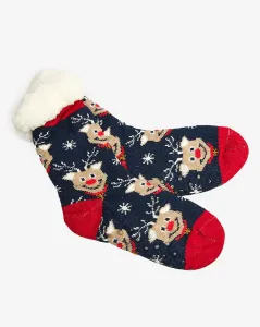 Červené dámske ponožky s vianočným vzorom - Spodné prádlo #8422940