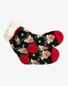 Červené dámske ponožky s vianočným vzorom - Spodné prádlo #8422943