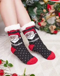 Červené dámske ponožky s vianočným vzorom - Spodné prádlo #8422944
