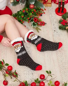 Červené dámske ponožky s vianočným vzorom - Spodné prádlo #8447288