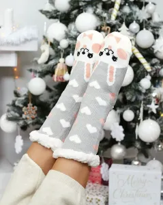 Červené dámske ponožky s vianočným vzorom - Spodné prádlo #8536160