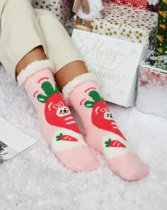 Červené dámske ponožky s vianočným vzorom - Spodné prádlo #8536161