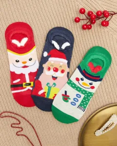 Dámske farebné ponožky s vianočnou potlačou 3/balenie - Spodné prádlo #4086537
