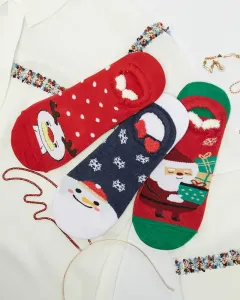 Dámske farebné ponožky s vianočnou potlačou 3/balenie - Spodné prádlo #4086542