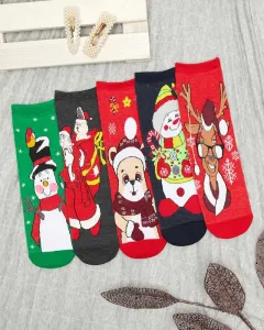 Dámske ponožky s vianočným vzorom 5 / bal - Spodná bielizeň