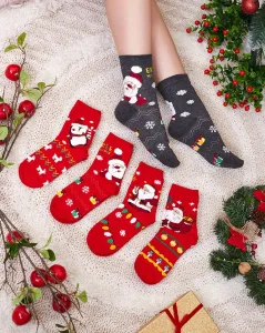 Farebné dámske ponožky s vianočným vzorom - Spodná bielizeň #8399641