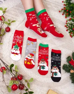Farebné dámske ponožky s vianočným vzorom - Spodná bielizeň #8399643