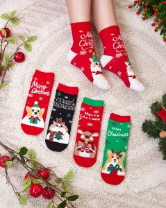 Farebné dámske ponožky s vianočným vzorom - Spodná bielizeň #8399644