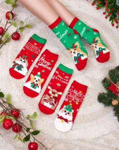 Farebné dámske ponožky s vianočným vzorom - Spodná bielizeň #8399645