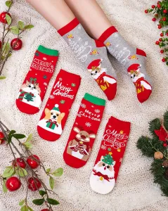 Farebné dámske ponožky s vianočným vzorom - Spodná bielizeň #8399646
