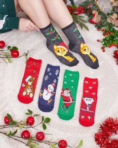 Farebné dámske ponožky s vianočným vzorom - Spodná bielizeň #8422934