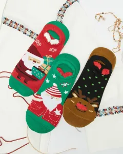 Farebné dámske vianočné ponožky s potlačou 3/balenie - Spodné prádlo