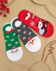 Farebné ponožky s vianočnou potlačou 3/balenie - Spodné prádlo #4086525