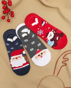 Pestrofarebné ponožky s vianočnou potlačou 3/balenie - Spodné prádlo #4086524
