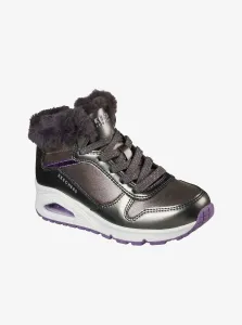 Skechers UNO - COZY ON AIR Detská zimná obuv, sivá, veľkosť