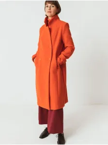 Oranžový dámsky vlnený kabát SKFK Jone #8194696