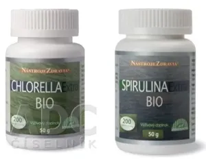 Nástroje zdravia Chlorella Extra Bio 200 ks + Spirulina Extra Bio 200 ks DUOPACK