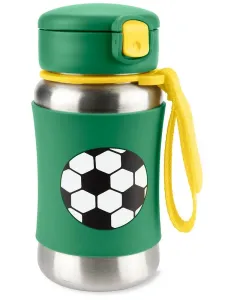 Skip Hop Spark Style Straw Bottle fľaša na vodu z nehrdzavejúcej ocele s rúrkou Fotbal 12 m+ 350 ml