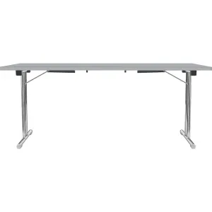 Sklápací stôl s podstavcom s nohami tvaru dvojitého T, podstavec z oceľovej kruhovej rúrky, pochrómovaný, svetlošedá/svetlošedá, š x h 1800 x 800 mm