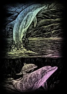 Kreatívny set na engraving [rytie] - Skákajúci delfín (3 dielna sada na engraving Royal & Langnickel)