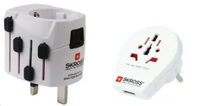 SKROSS cestovný adaptér SKROSS PRE World & USB, 6, 3A max., uzemnený, vr. univerzálne USB nabíjačky, pre celý svet