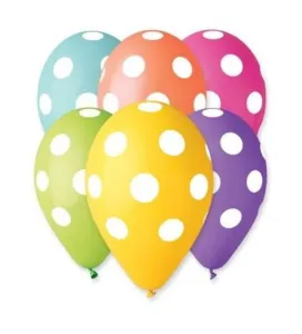Balóniky 30 cm pastelový mix - bodky 1 ks - SMART
