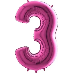 Balón fóliový číslo ružové 3
