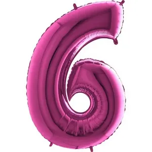 Balón fóliový číslo ružové 6