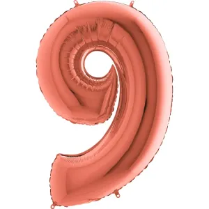 Balónik fóliový číslo ružové zlato 9