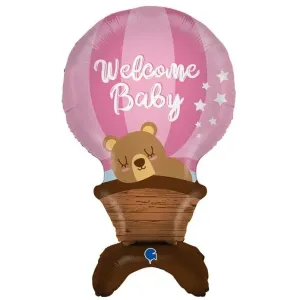 Balónik fóliový samostatne stojaci Balón ružový Welcome Baby 97 cm