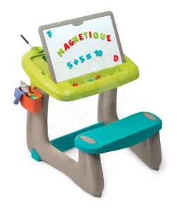 Lavica na kreslenie a magnetky Little Pupils Desk Smoby s obojstrannou tabuľou a úložným priestorom s 80 doplnkami #2688535