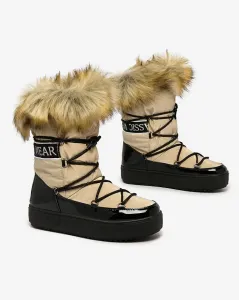 Royalfashion Béžovo-čierne slip-on čižmy a'la snow boots for women Gomllo
