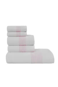 Soft Cotton darčeková súprava uterákov a osušky Aqua, 5 ks, biela/ružová