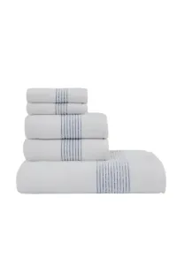 Soft Cotton darčeková súprava uterákov a osušky Aqua, 5 ks, biela/modrá