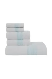Soft Cotton darčeková súprava uterákov a osušky Aqua, 5 ks, biela/tyrkysová